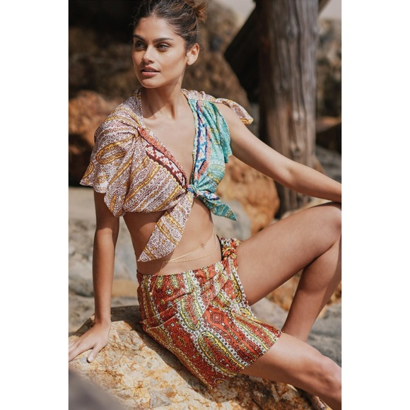 Anthropologie Other - Anthropologie 2-Piece Twist Top and Wrap Skirt Coverup Set